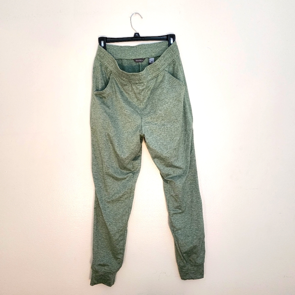 Eddie Bauer Green Heathered Fleece Joggers Size Small